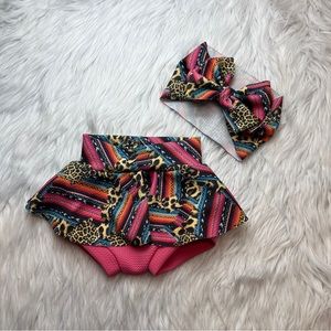 Serale cheetah print skirted Bummy and headband